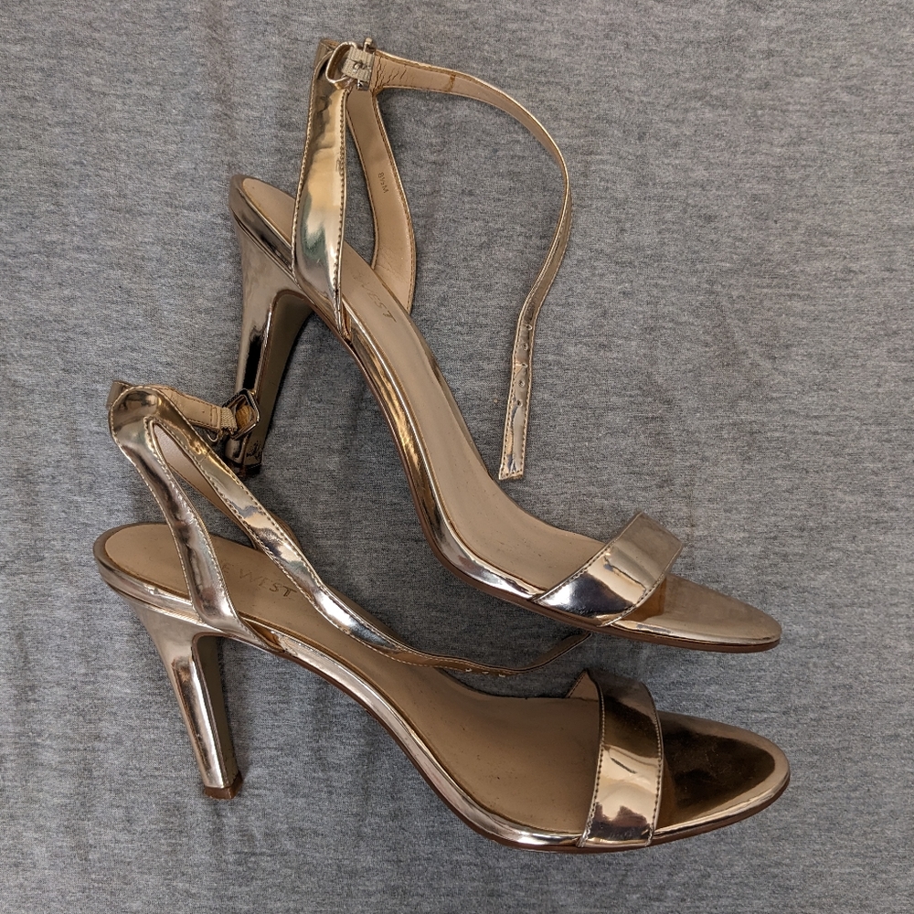 Nine West gold strappy heels